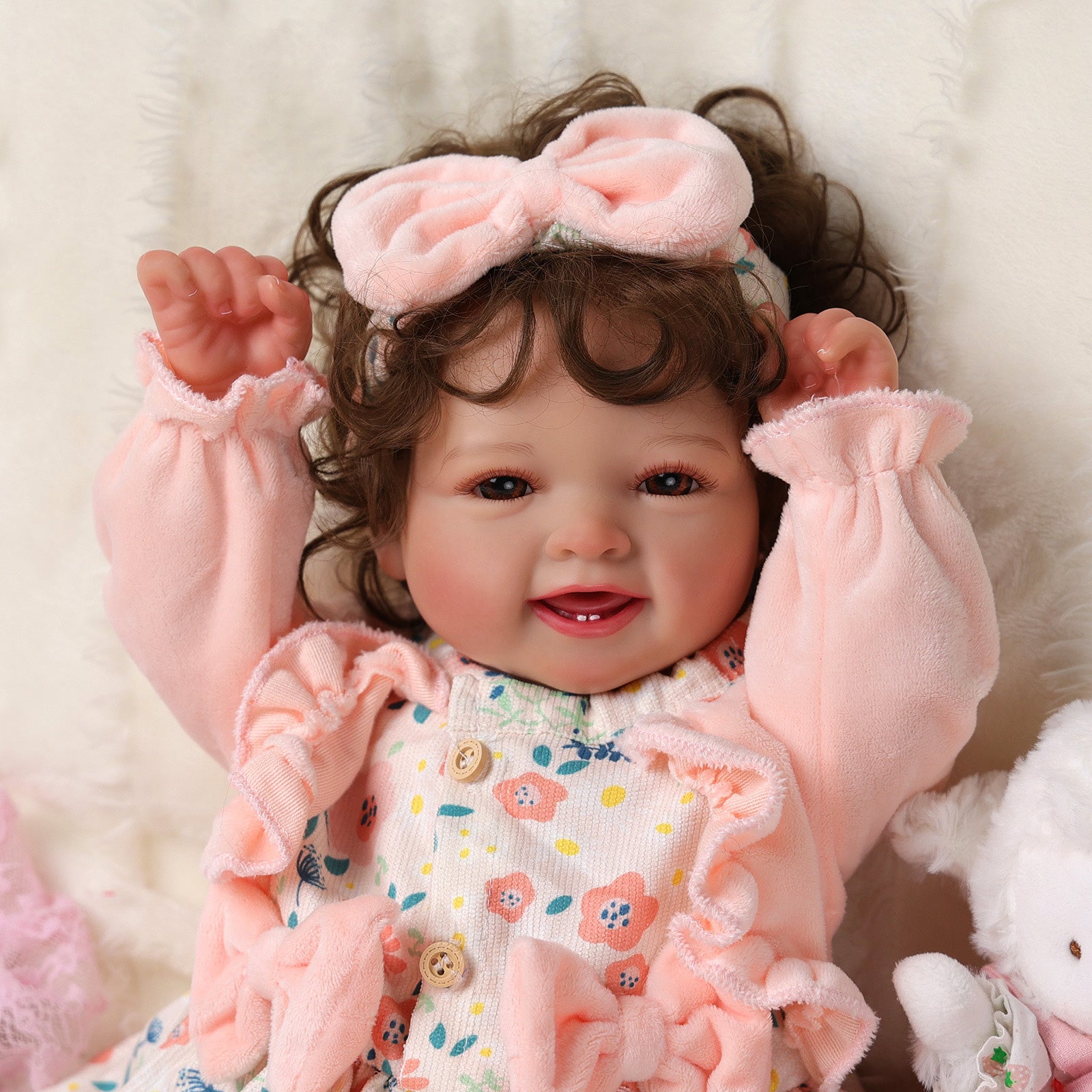 Babeside Mia 17" Reborn Baby Girl Brown Eyes Lovely Light Pink Buds