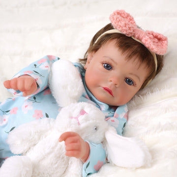 Babeside Fido 17'' Realistic Reborn Baby Doll Blue Eyes Awake Girl with Heartbeat Coos and Breath