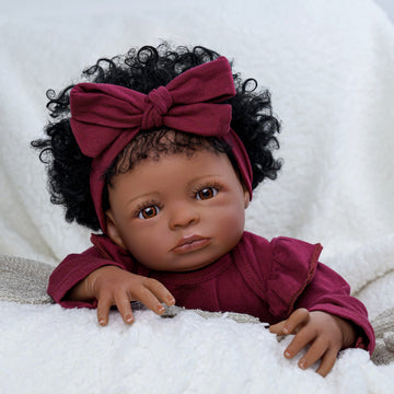 Babeside Laney 18'' Realistic Reborn Baby Doll African American Lovely Girl Burgundy Red