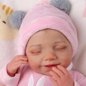 Babeside Olivia 20'' Realistic Reborn Baby Doll Sleeping Smiling Girl Pink Bunny