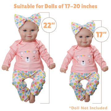 Babeside 17-20 Inches Newborn Baby Dolls Girl Reborn Baby Dolls Clothes Set 3pcs Real Life Baby Dolls Outfits Accessories with Clothing Set,Pink