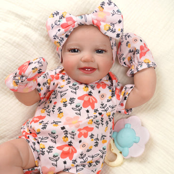 Babeside Leen Super Realistic Reborn Baby Doll 20'' Awake Infant Baby Girl Floral with Heartbeat Coos and Breath