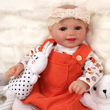 Babeside Sunny 17'' Reborn Baby Doll Brown Eyes Awake Smiling Girl Adorable - Orange Style