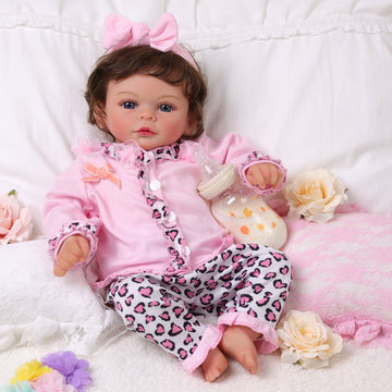 Babeside Jenna 17'' Reborn Baby Doll Brown Eyes Lovely Hearts Girl