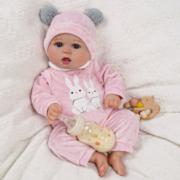 Babeside Bailyn 20'' Cutest Realistic Reborn Baby Doll Pink Bunny Girl with Heartbeat Coos and Breath