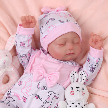 Babeside Connie 20'' Realistic Reborn Girl Baby Doll Sleeping Pink Bunny Lovely