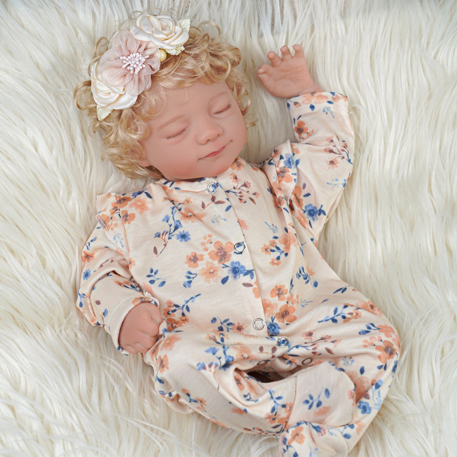 Babeside 17'' Realistic Reborn Baby Doll Sleeping Adorable Girl Floral Suit Lottie