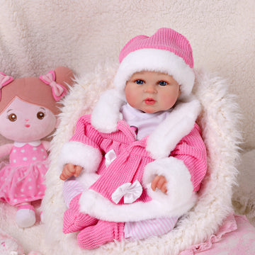 Babeside Abby 17'' Realistic Reborn Baby Doll Cute Awake Girl Winter Pink