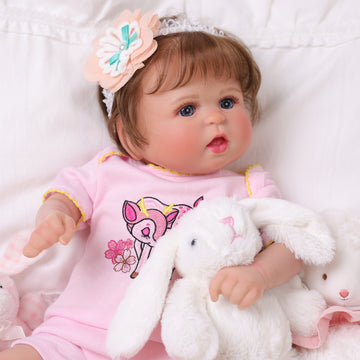 Babeside Bailyn 20'' Realistic Reborn Baby Doll Blue Eyes Awake Girl Pink Fawn