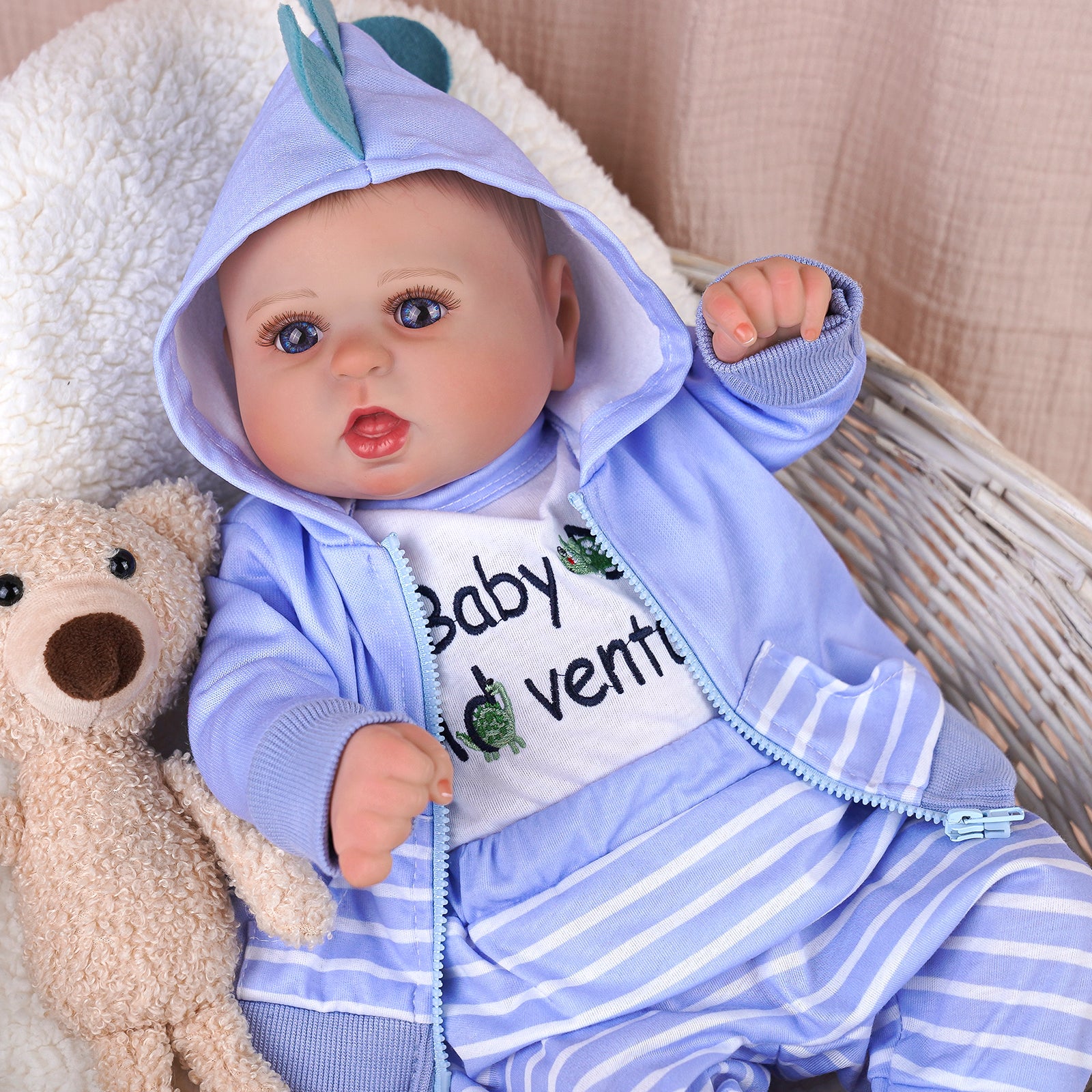 Babeside Bailyn 20'' Realistic Reborn Baby Doll Lifelike Blue Eyes Awake Girl Lovely Blue