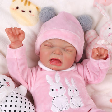 Babeside 17'' Realistic Reborn Baby Doll Sleeping Girl Kubo - Pink & Rabbit Style