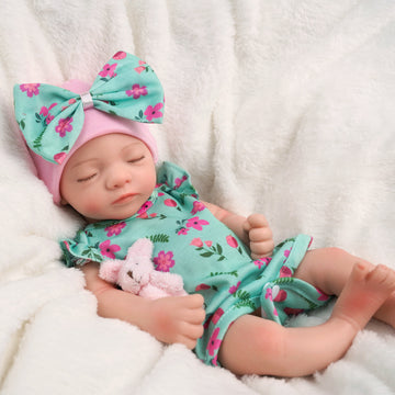 Babeside 12'' Adorable Reborn Baby Doll Full Silicone Infant Sleeping Baby Girl Aurora