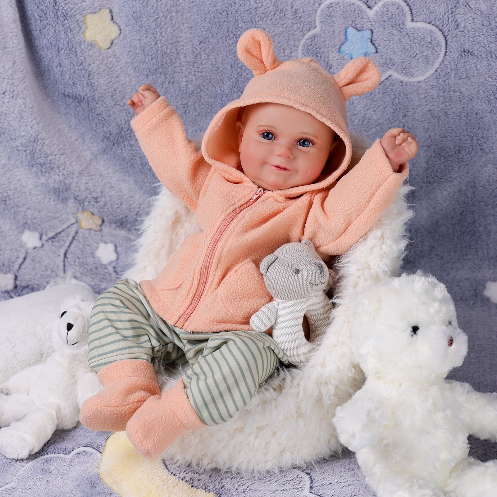 Babeside Maddy 20" Reborn Baby Doll Girl Blue Eyes Awake Sweet Infant