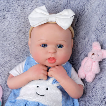 Babeside Bailyn 12'' Full Silicone Reborn Baby Girl Lovely Rabbit Blue