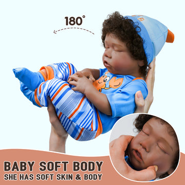 Babeside 20'' Adorable Reborn Baby Doll African American Boy Blue&Orange Suit Sonia