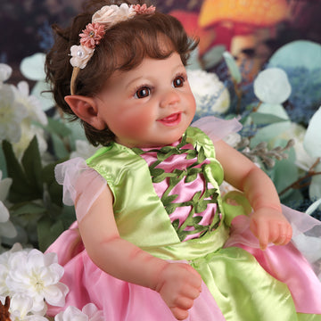 Babeside Sunny 17'' Reborn Baby Doll Girl Brown Eyes Soft And Lovely Flower Fairy Green (Pre-Order, Ship Date: About March 10)