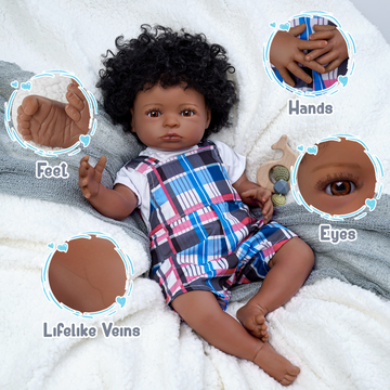 Babeside Laney 18'' Realistic Reborn Baby Doll African American Lovely Girl Brown Eyes