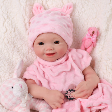 Babeside Sunny 12'' Full Silicone Reborn Baby Doll Lifelike Girl Awake Soft And Lovely Pink