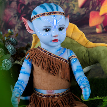 Babeside 22'' Realistic Adorable Reborn Baby Doll Awake Blue Fairy Alien Tribal Girl Landes