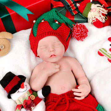 Babeside 16'' Christmas Full Silicone Reborn Baby Doll Sleeping Girl Adorable Twinnie