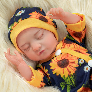 Babeside Star 12'' Realistic Reborn Baby Doll Infant Adorable Sleeping Boy Yellow Sunflower