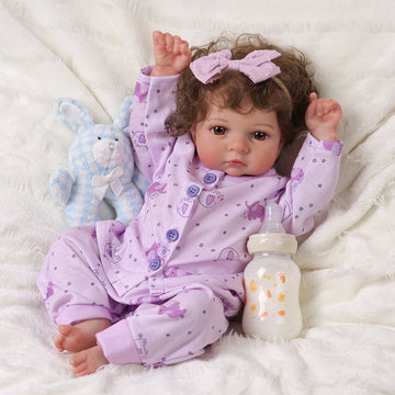 Babeside Cail 17'' Reborn Baby Doll Adorable Girl Awake Dreamy Purple Sweet