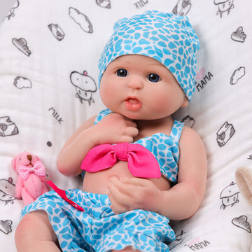 Babeside Bailyn 16'' Full Silicone Adorable Reborn Baby Doll Blue Eyes Infant Girl - Summer Style