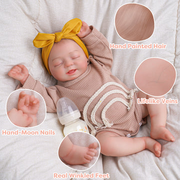 Babeside Eli 17'' Reborn Baby Doll Lifelike Sleeping Girl Lovely And Tender