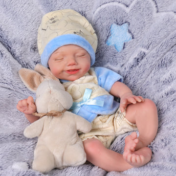 Babeside Olivia 12'' Full Silicone Reborn Baby Dolls Boy That Look Real Sleeping Smiling Blue