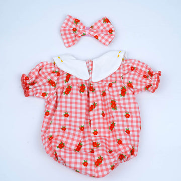 17-20 inch reborn baby dolls pink plaid floral jumpsuit two-piece set