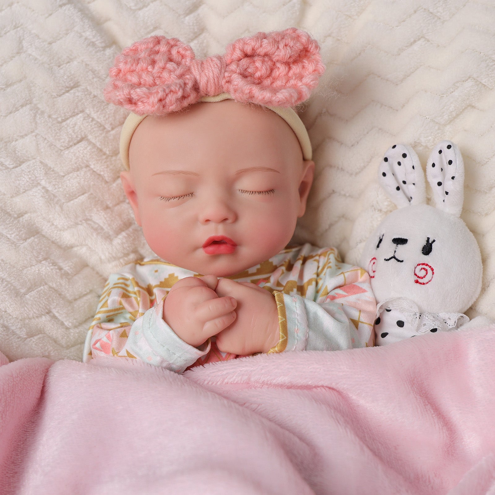 Babeside Suzy 16" Full Silicone Reborn Baby Girl Lifelike Sleeping with Chequeen Skirt