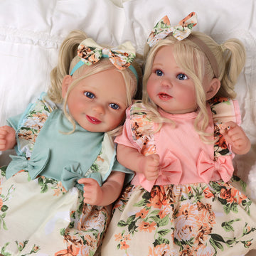 Babeside Stella & Doreen 20'' Realistic Reborn Baby Girl Doll Twins Beautiful Floral Dress