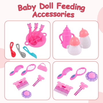 Babeside Reborn Baby Dolls 23pcs Baby Doll Feeding Accessories