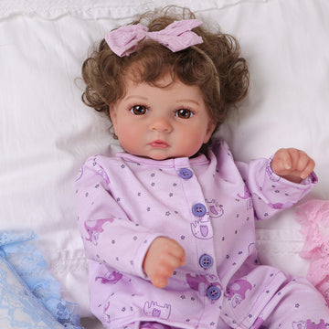 Babeside Cail 17'' Reborn Baby Doll Adorable Girl Awake Dreamy Purple Sweet With Heartbeat Coos And Breath