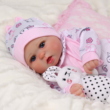 Babeside Bailyn 20'' Realistic Reborn Baby Doll Blue Eyes Awake Girl Light Pink Rabbit