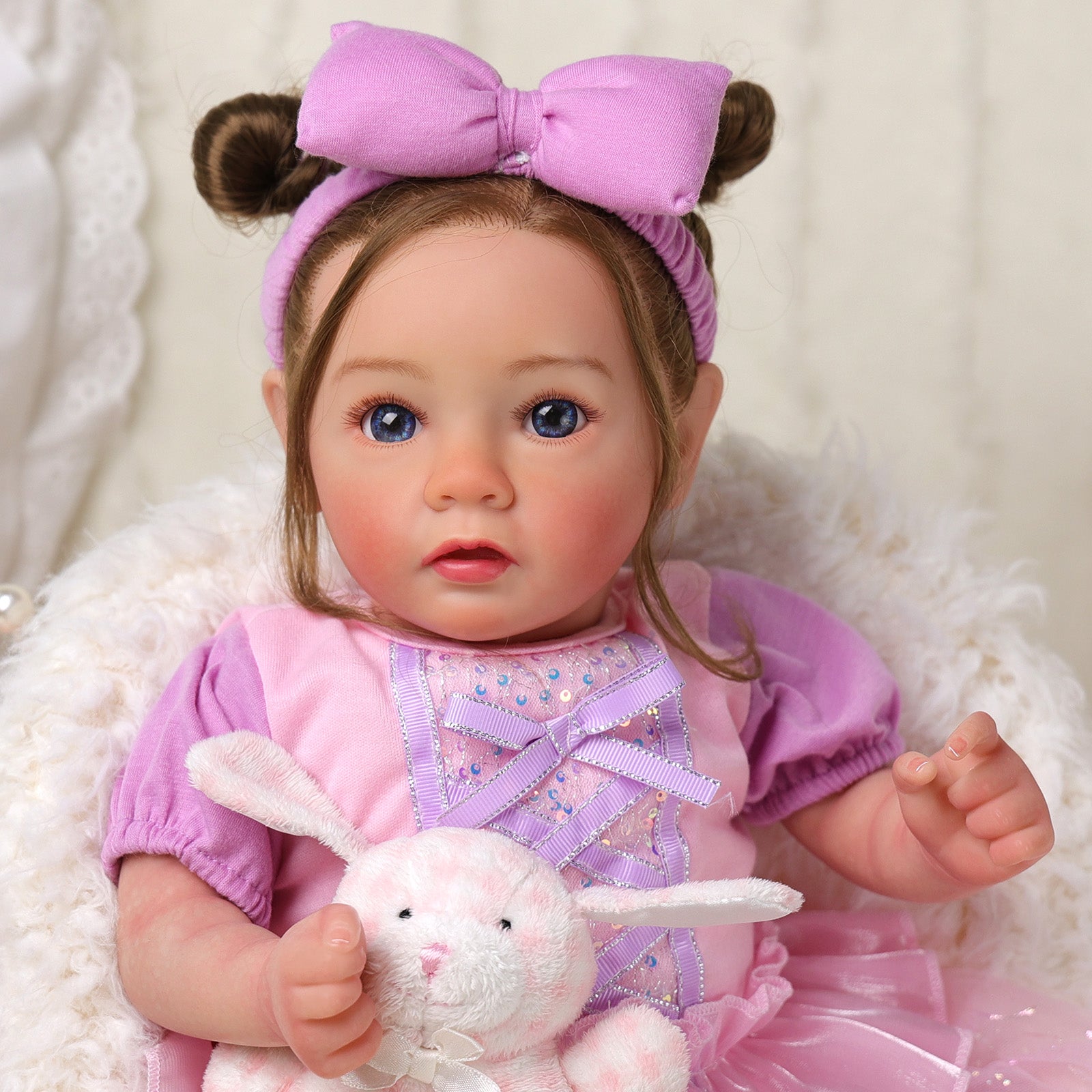 Babeside Daisy 20'' Reborn Baby Doll Girl Awake Princess Purple And Pink