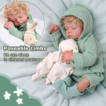 Babeside Noah 20" Realistic Reborn Baby Dolls Lifelike Infant Sleeping Boy Adorable Winter Green Short Blonde Hair