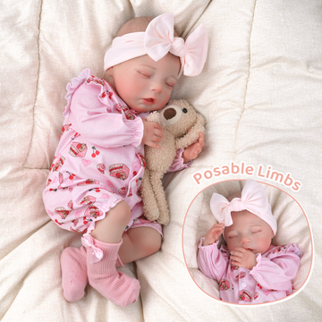 Babeside Bella 20'' Realistic Reborn Baby Doll Sleeping Girl Cherry Cake Dessert Pink Lovely