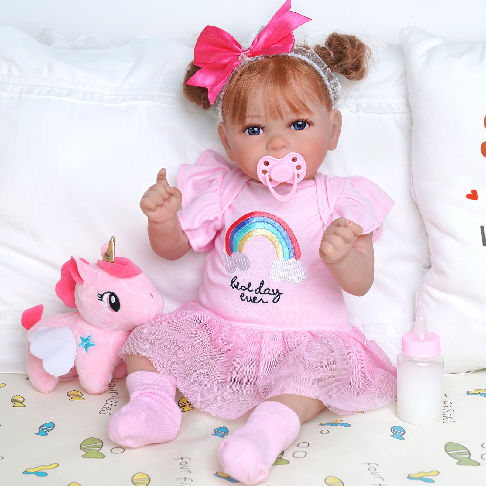 Babeside Doreen 20'' Realistic Reborn Baby Doll Smiling Girl Rainbow Candy Pink(Pre-Order, Ship Date: March 12）