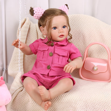 Babeside Daisy 20'' Reborn Baby Doll Sweet Princess Long Brown Hair Girl