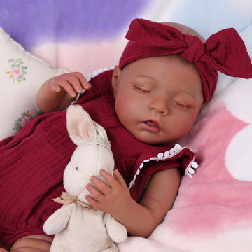 Babeside Bella 20'' Realistic Reborn Baby Doll Girl African American Sleeping Lovely Burgundy Red