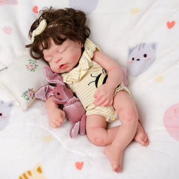 Babeside Jozsa 16'' Full Silicone Reborn Baby Doll Charming Girl Asleep Cute Bee