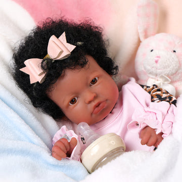 Babeside Laney 12'' Full Silicone Realistic Reborn Baby Doll African American Lovely Girl Awake