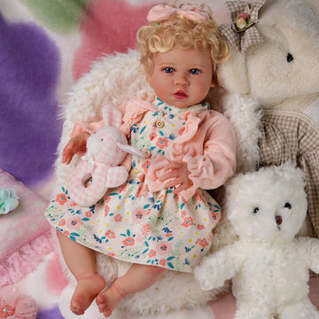 Babeside Shirley 20'' Reborn Baby Doll Girl Blonde Short Hair lovely Flower Bud