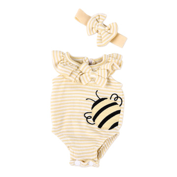 Babeside 16'' Full Silicone Reborn Baby Dolls 2-Pcs Clothing Set - Striped & Bee Pattern