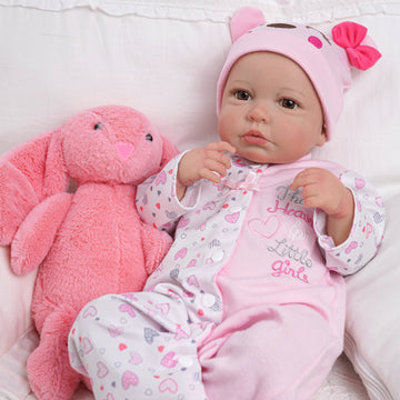 Babeside Carina 20'' Realistic Reborn Baby Doll Girl Lovely Hearts Pink Awake