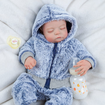 Babeside Noah 20'' Adorable Reborn Baby Doll Sleeping Charming Boy Grey Suit with Accessories Set