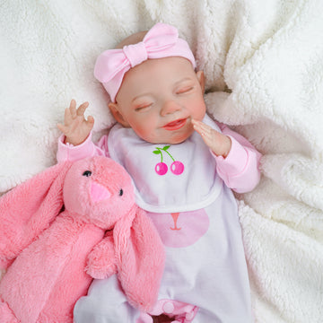 Babeside Olivia 20'' Realistic Reborn Baby Doll Sleeping Smiling Girl Pink Suit with Accessories Set