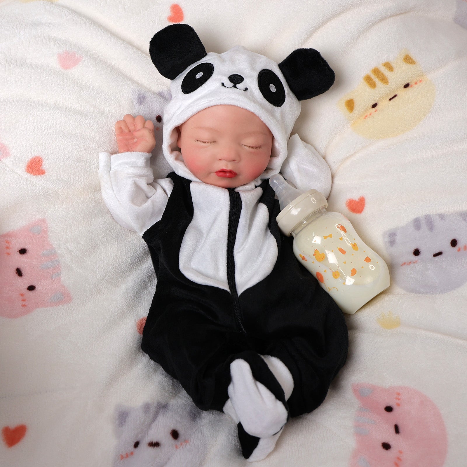 Babeside Annie 16" Full Silicone Reborn Baby Girl with Panda Jumpsuit(Pre-Order, Ship Date: March 15）