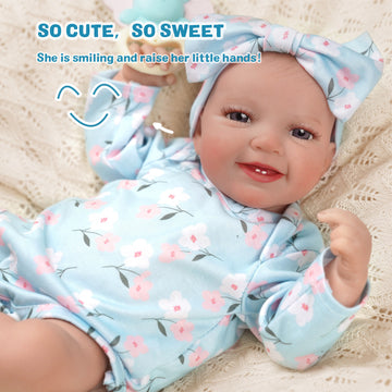 Babeside Leen 20'' Cutest Realistic Reborn Baby Doll Girl Blue Floral